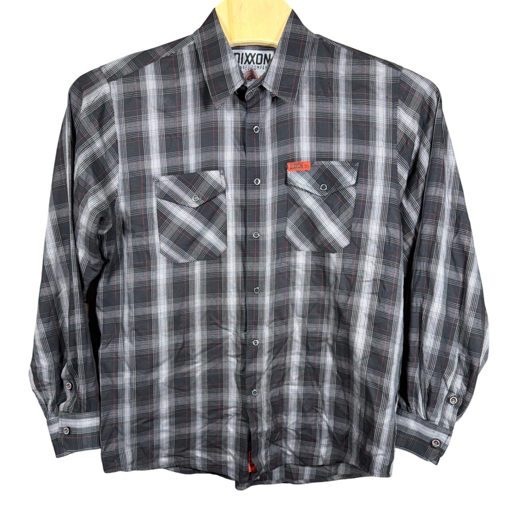 Dixxon Flannel Company Shirt Mens XL The Crosshair Black Grey Plaid Button-Down